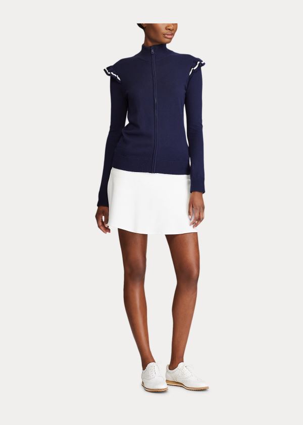 Sueter Ralph Lauren Mujer Azul Marino - Ruffle-Trim Zip Golf - LTQHD0853